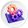 3D blueprint with gears representing planning and development