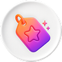 3D tag icon with a star representing product branding